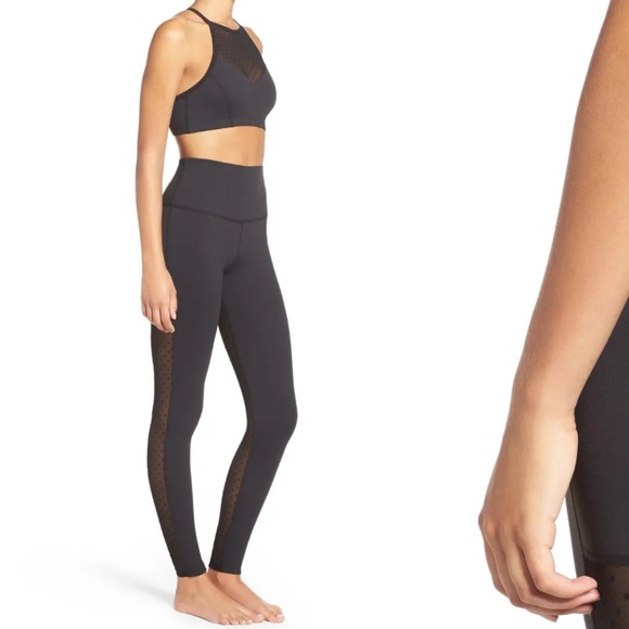 Beyond yoga polka dot black mesh leggings - Picture 2 of 7